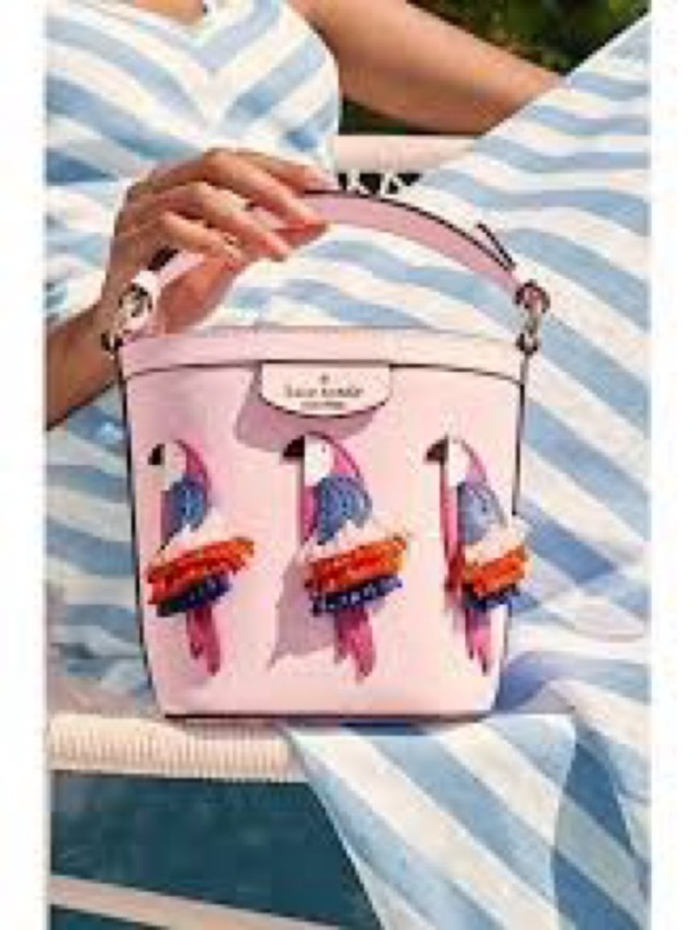 kate spade Pippa Flock Party Small Bucket Bag Parrot Fringe